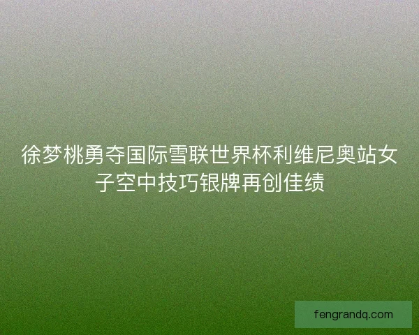 徐梦桃勇夺国际雪联世界杯利维尼奥站女子空中技巧银牌再创佳绩